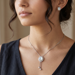 Load image into Gallery viewer, 925 Sterling Silver Necklace with Earring Set Studded With Cubic Zircons