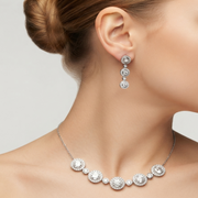 Premium 925 Silver Necklace & Earrings Set for Women