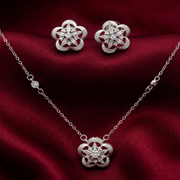 925 Sterling Silver Necklace with Earring Set Studded With Cubic Zircons