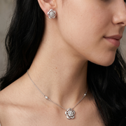 925 Sterling Silver Necklace with Earring Set Studded With Cubic Zircons