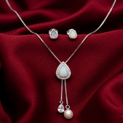 925 Sterling Silver Necklace with Earring Set Studded With Cubic Zircons