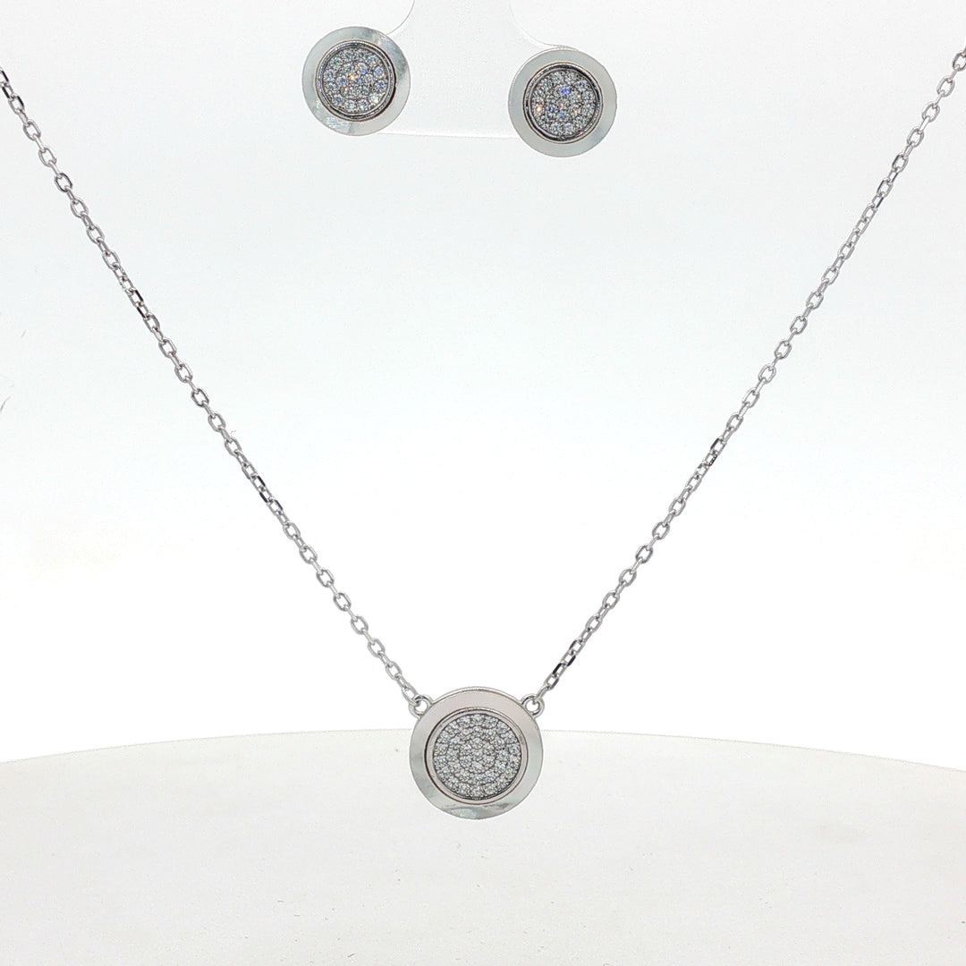 925 Sterling Silver Necklace with Earring Set Studded With Cubic Zircons