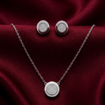 Load image into Gallery viewer, 925 Sterling Silver Necklace with Earring Set Studded With Cubic Zircons