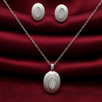 Load image into Gallery viewer, 925 Sterling Silver Necklace with Earring Set Studded With Cubic Zircons