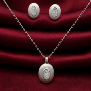 925 Sterling Silver Necklace with Earring Set Studded With Cubic Zircons