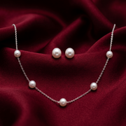 925 Sterling Silver Necklace with Stud Earring Set Studded With Cubic Zircons
