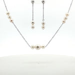 Load image into Gallery viewer, Luxury 925 Silver Pearl Necklace &amp; Long Stud Earrings