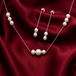 Load image into Gallery viewer, Luxury 925 Silver Pearl Necklace &amp; Long Stud Earrings