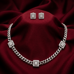 Load image into Gallery viewer, Emerald Shape Timeless 925 Silver Necklace &amp; Earrings Set for Women
