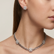 Emerald Shape Timeless 925 Silver Necklace & Earrings Set for Women