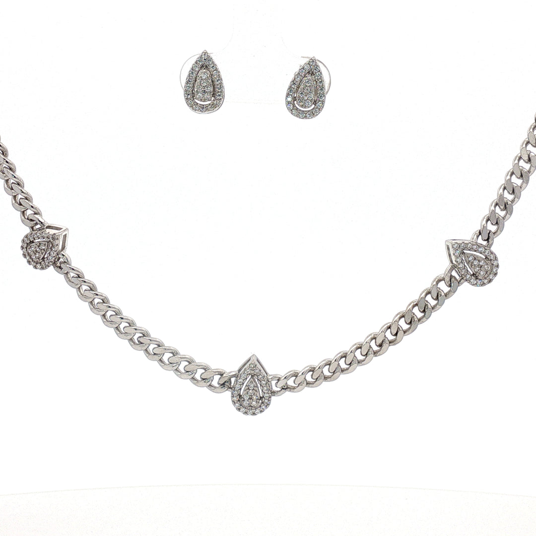 Pear Shape Timeless 925 Silver Necklace & Earrings Set for Women