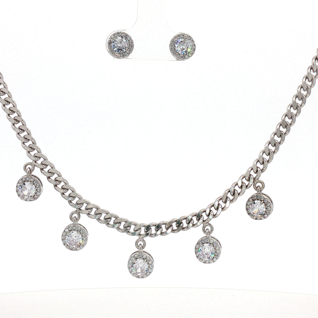Round Shape Timeless 925 Silver Necklace & Earrings Set for Women