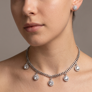 Round Shape Timeless 925 Silver Necklace & Earrings Set for Women