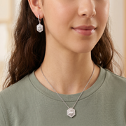 Round Shape Timeless 925 Silver Necklace & Earrings Set for Women