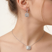 Emerald Shape Timeless 925 Silver Necklace & Earrings Set for Women