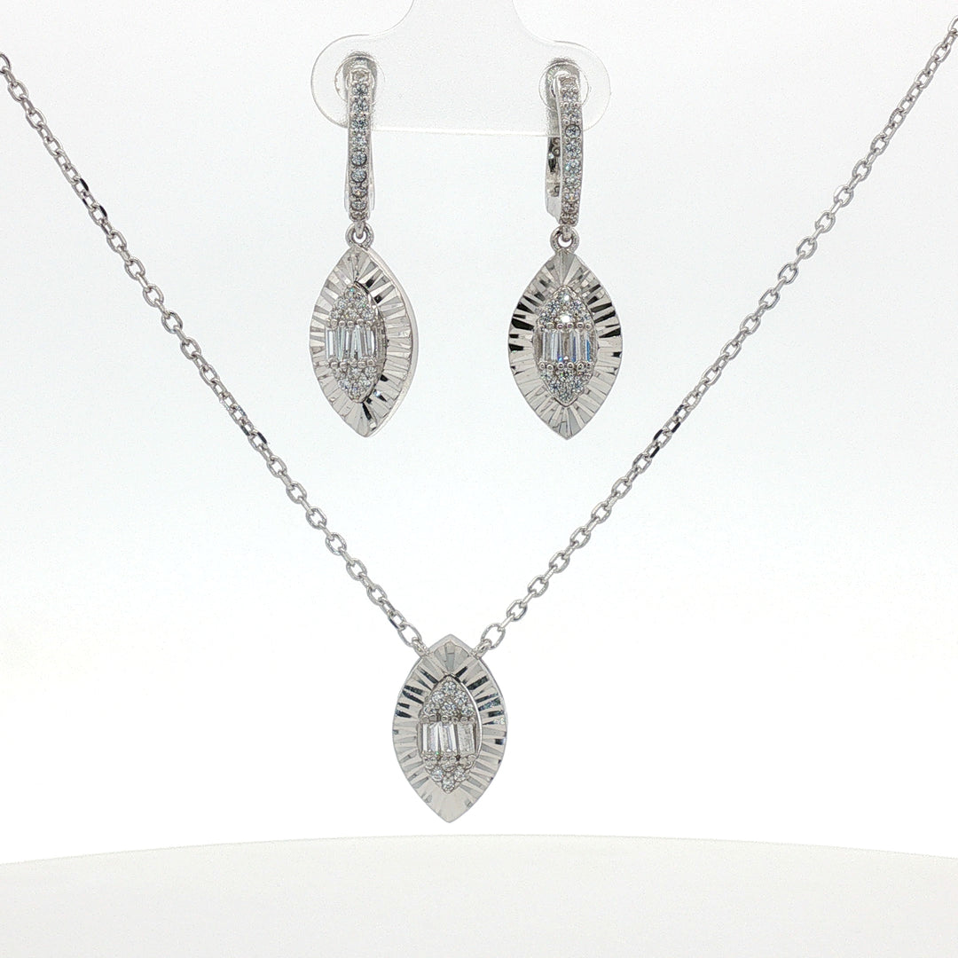Marquise Shape Timeless 925 Silver Necklace & Earrings Set for Women