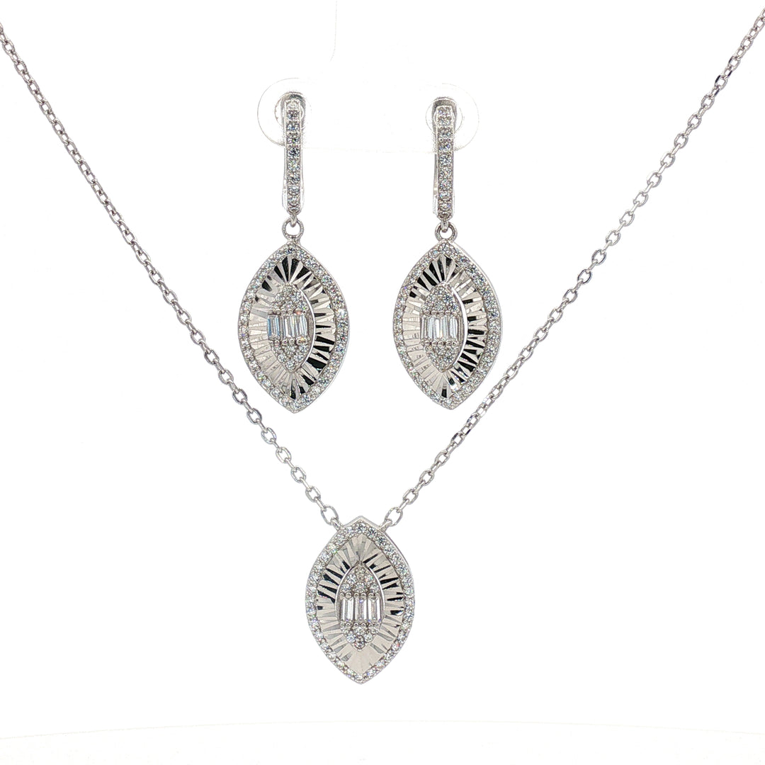 Pear Shape Timeless 925 Silver Necklace & Earrings Set for Women
