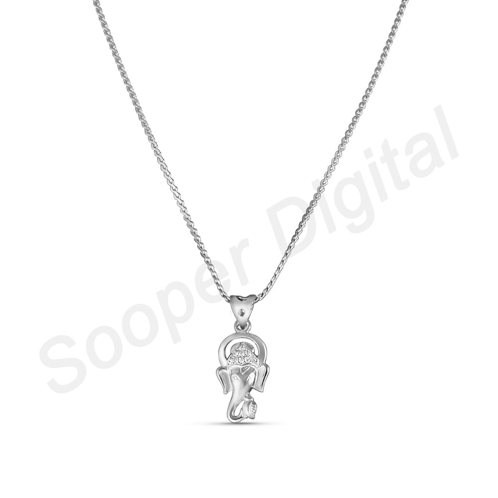 Ganesh 925 Sterling SIlver Pendant with Chain (Chain Length 16 inch)