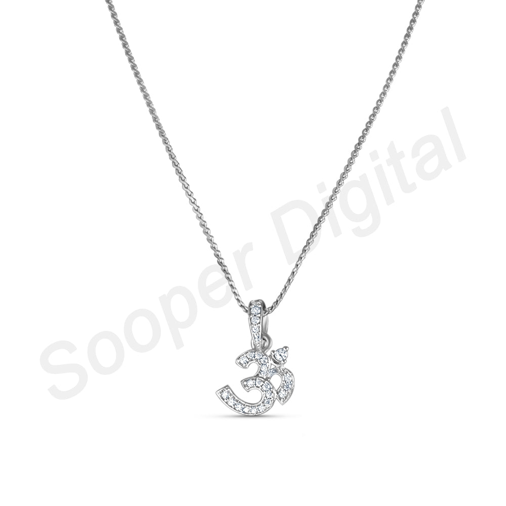 Om 925 Sterling Silver Pendent with Chain ( 16 Inches )