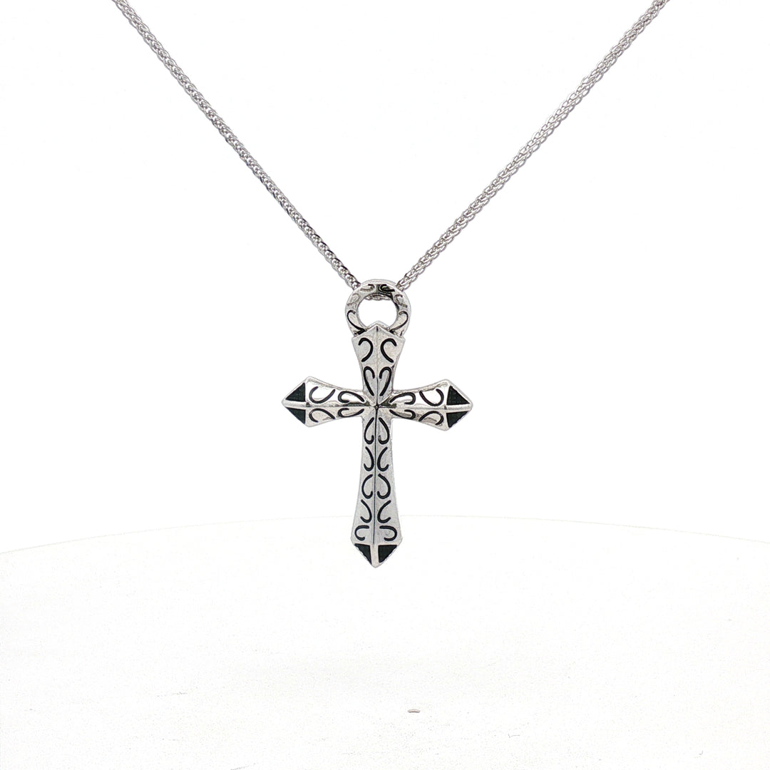 925 Sterling Silver Diamond Criss Cross Pendant Necklace with Adjustable Length