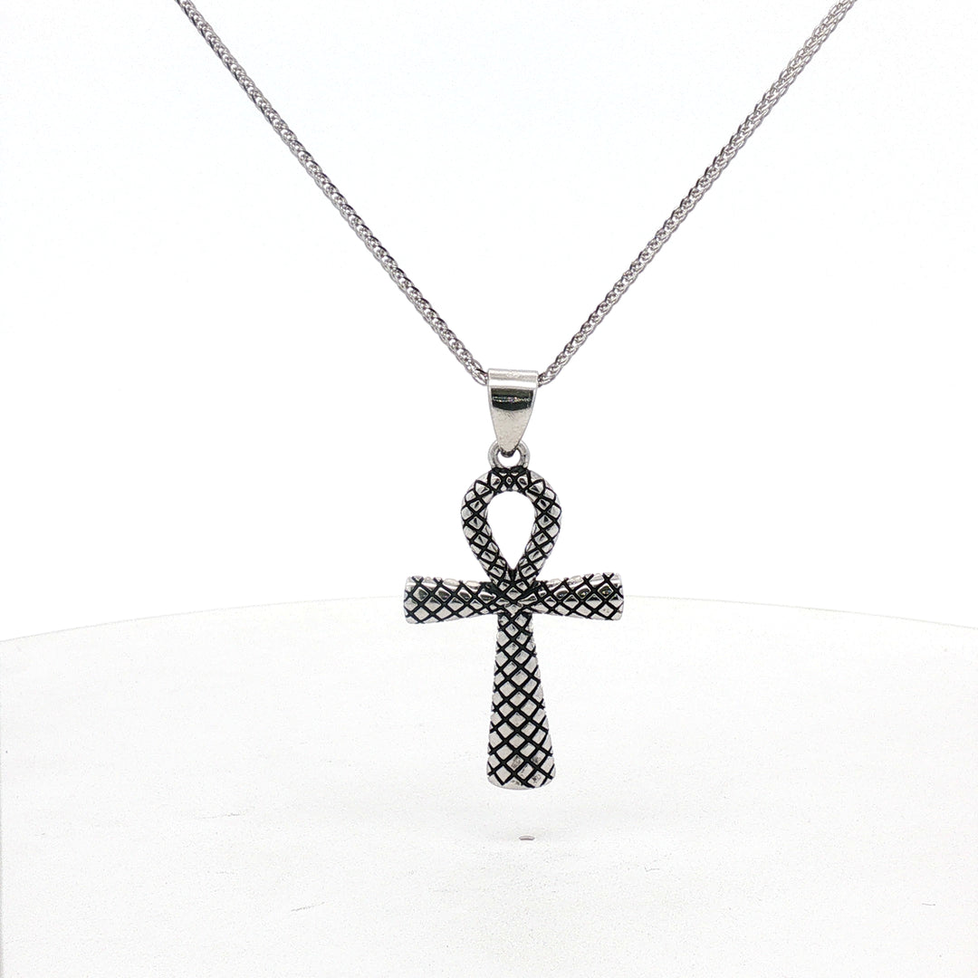 925 Sterling Silver Diamond Criss Cross Pendant Necklace with Adjustable Length