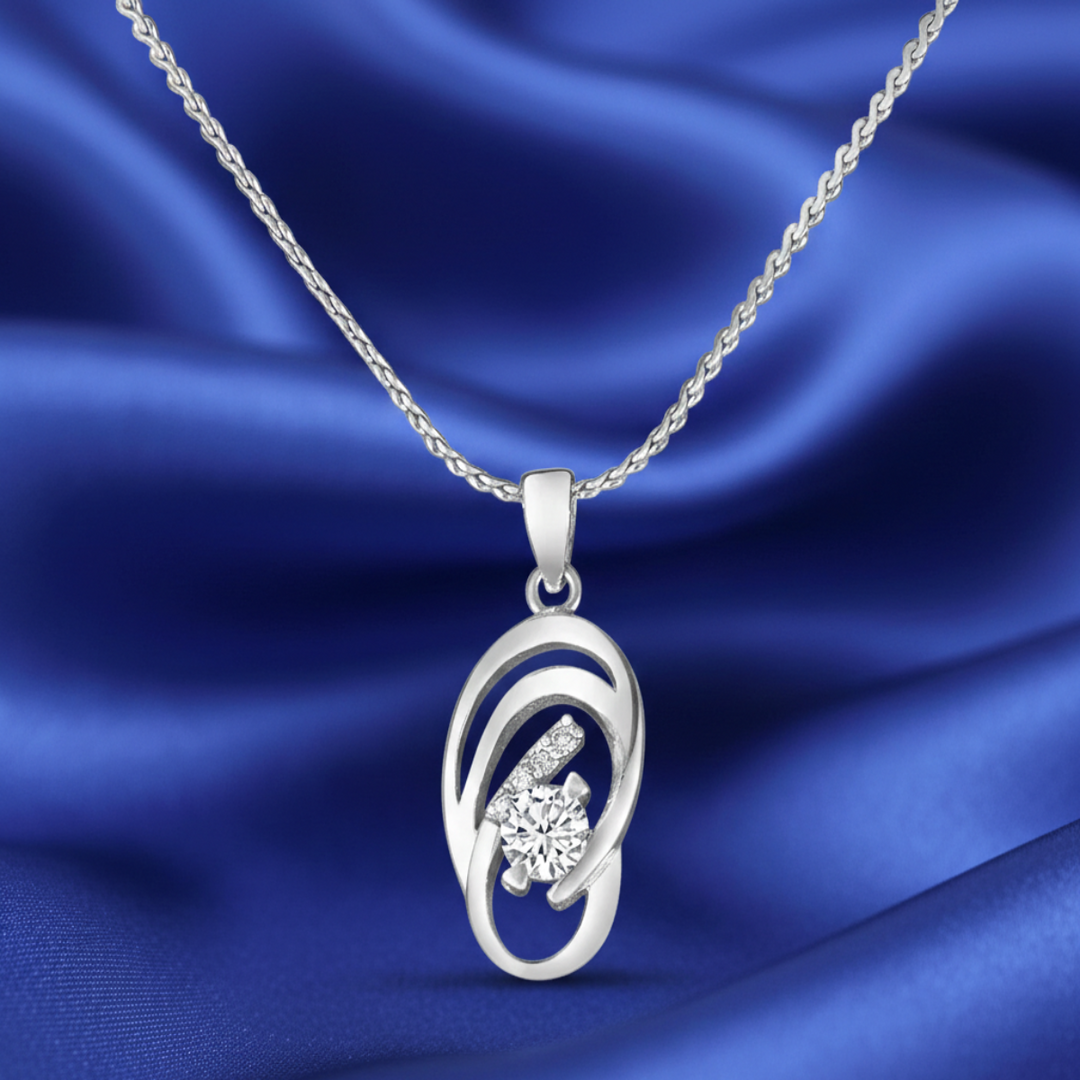 Mrignaini 925 Sterling Silver Pendant with chain  (Chain length 18 inches)