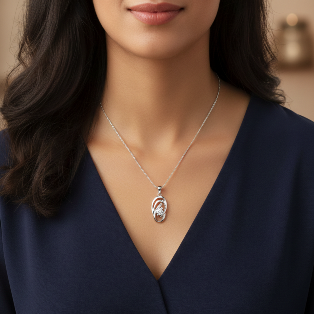 Mrignaini 925 Sterling Silver Pendant with chain  (Chain length 18 inches)