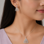 Load image into Gallery viewer, 925 Sterling Silver Necklace with Earring Set Studded With Cubic Zircons