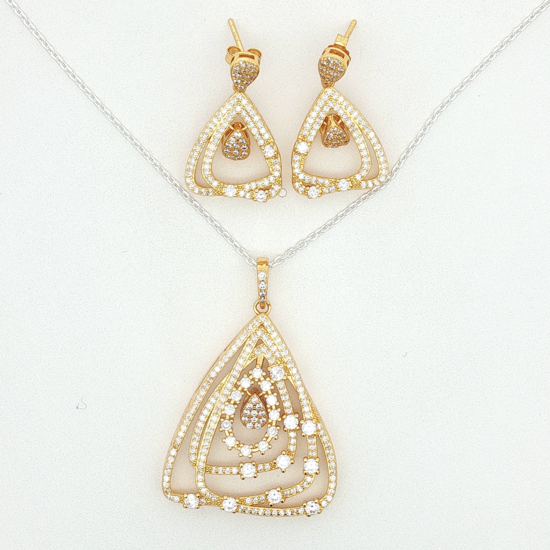 925 Sterling Silver Necklace with Earring Set Studded With Cubic Zircons