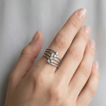 Load image into Gallery viewer, Elegant 925 Sterling Silver Multi-Band Ring with Crystal Accents