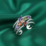 Damia Color 925 Sterling Silver Ring Adjustable Ring size. Comfortably fits Indian size 9 to 17