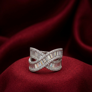 Elegant 925 Sterling Silver Multi-Band Ring with Crystal Accents