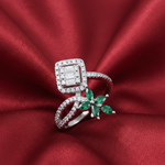 Load image into Gallery viewer, Dual Element 925 Sterling Silver Ring. Adjustable ring , Comfortably fits Indian Sizes 9 to 17