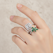 Dual Element 925 Sterling Silver Ring. Adjustable ring , Comfortably fits Indian Sizes 9 to 17