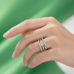 Load image into Gallery viewer, Damia Twin 925 Sterling Silver Ring Adjustable Size. Fits Indian ring size 12 to 17