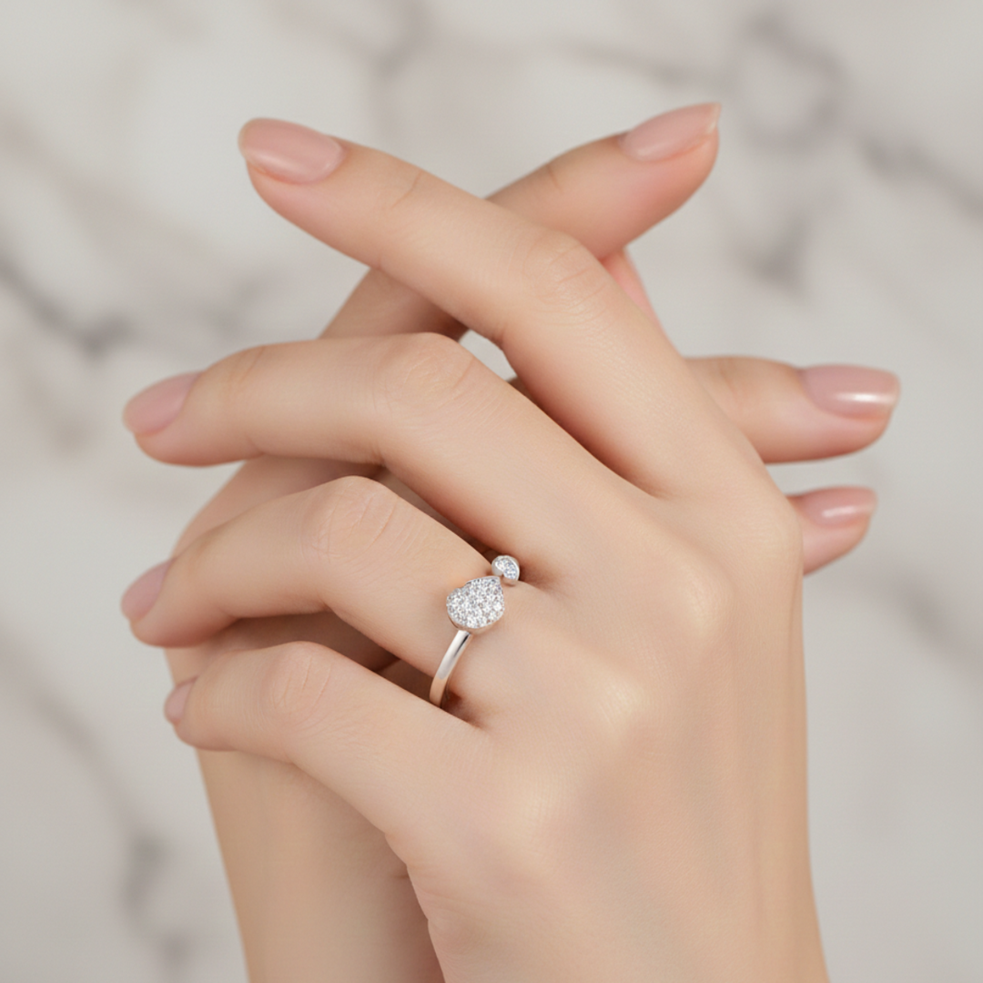 Yuva Love 925 Sterling Silver Ring . Adjustable ring size. Fits comfortably between Indian ring size 9 to 17
