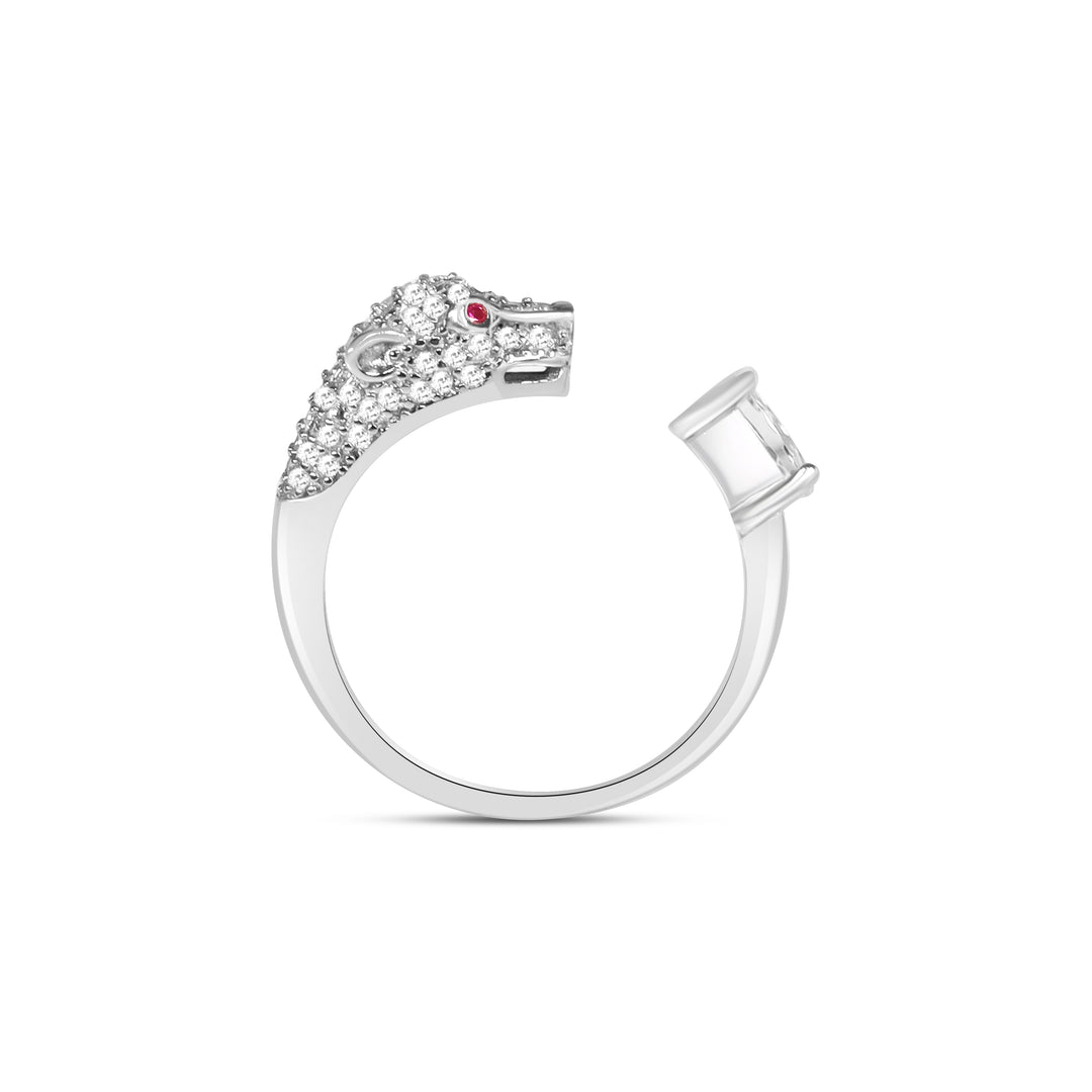 Panthera Solitaire 925 Sterling Silver Ring. Adjustable ring size comfortably fits Indian ring size between Size 9 to 17
