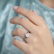 Pear Dual Layered 925 Silver Ring