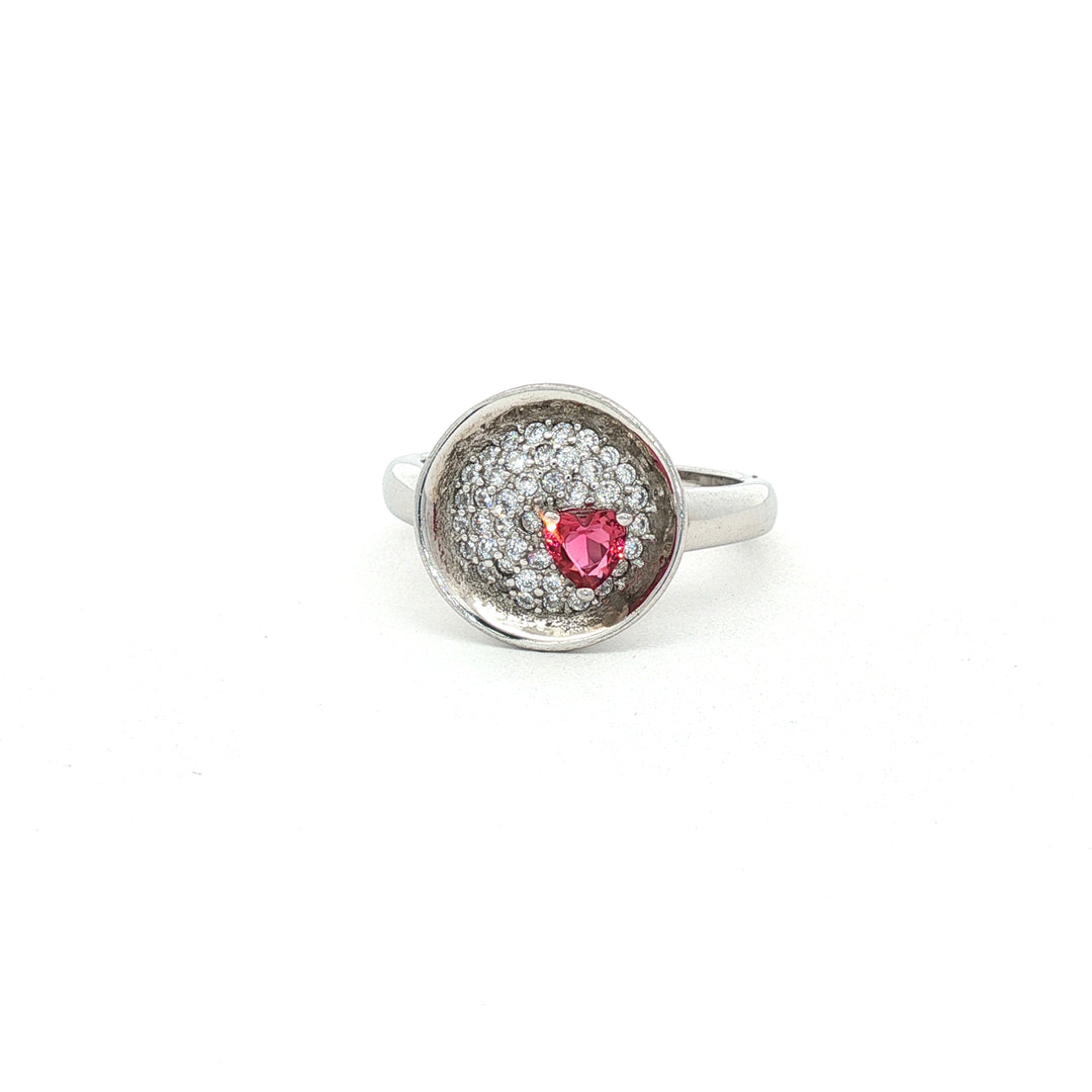 925 Sterling Silver Ruby Color Pear Shape Halo Ring For Women