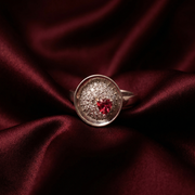 925 Sterling Silver Ruby Color Pear Shape Halo Ring For Women