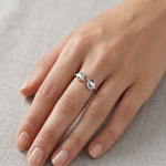Load image into Gallery viewer, Elegant 925 Sterling Silver Open Ring with Leaf Design &amp; Sparkling Stones