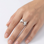 Load image into Gallery viewer, Stylish 925 Silver Open Ring with Dual Crystal Leaf Design