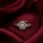 Load image into Gallery viewer, Sparkling 925 Sterling Silver Square Halo Ring with Accent Diamonds