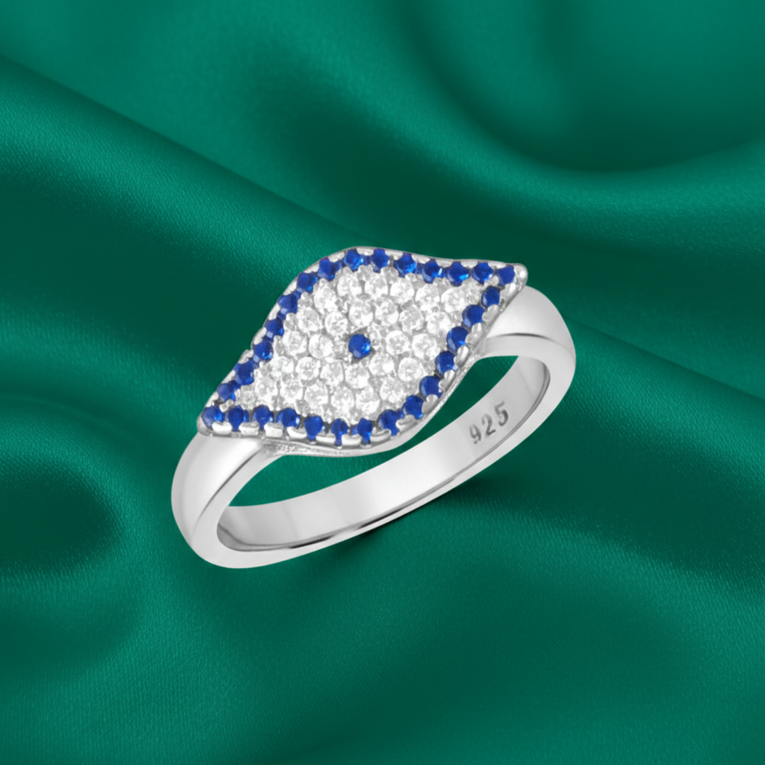 Evil Eye Blue 925 Sterling Silver Ring