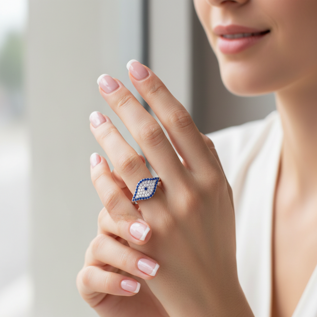 Evil Eye Blue 925 Sterling Silver Ring