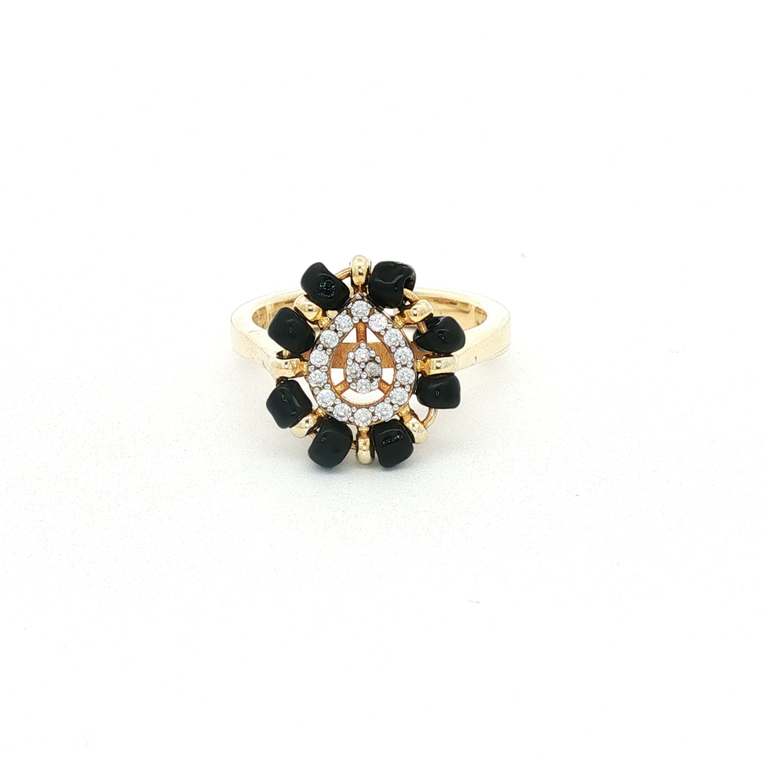 925 Sterling Silver Timeless Black Beads Solitaire Ring