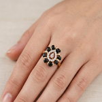 Load image into Gallery viewer, 925 Sterling Silver Timeless Black Beads Solitaire Ring