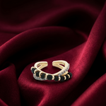 Load image into Gallery viewer, 925 Sterling Silver Timeless Black Beads Solitaire Ring