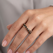 925 Sterling Silver Timeless Black Beads Solitaire Ring