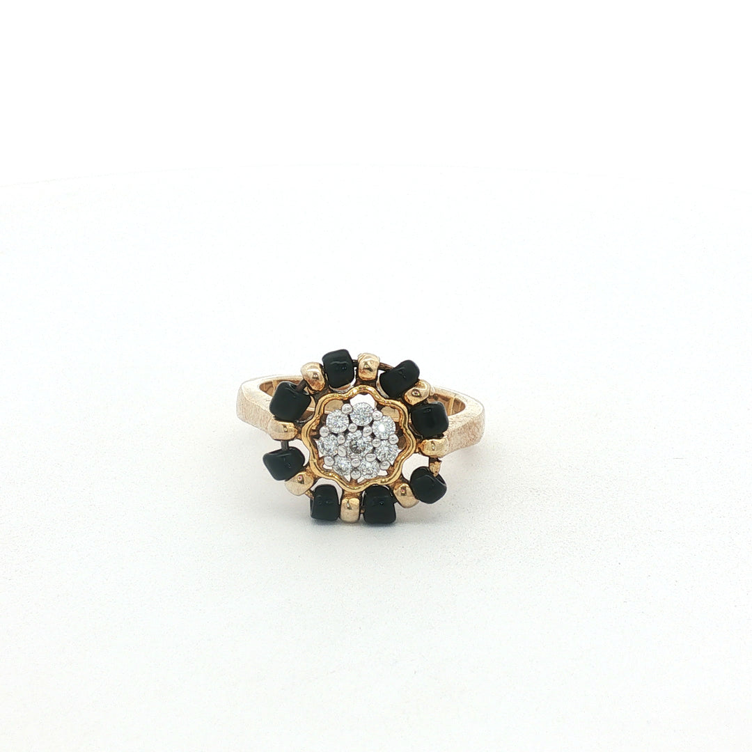 925 Sterling Silver Timeless Black Beads Solitaire Ring